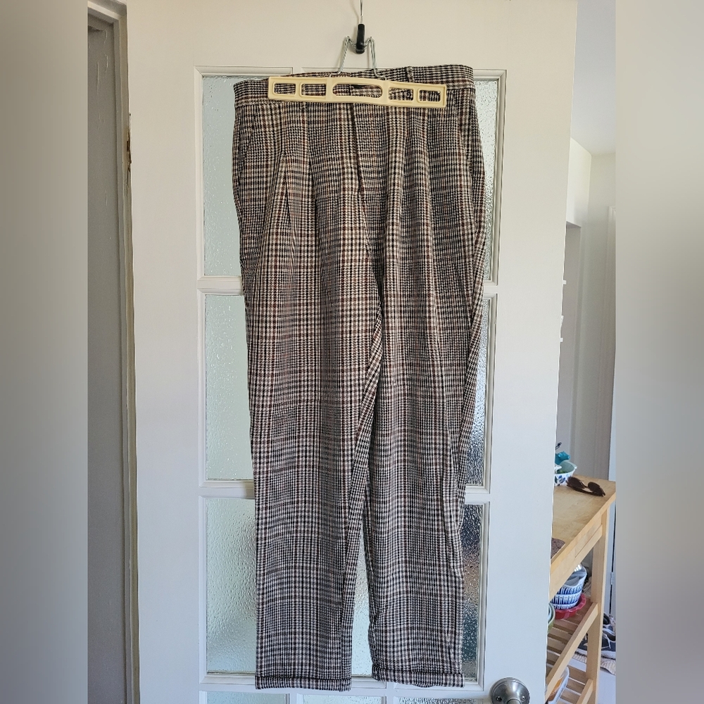 Simons Plaid Pleated Trousers